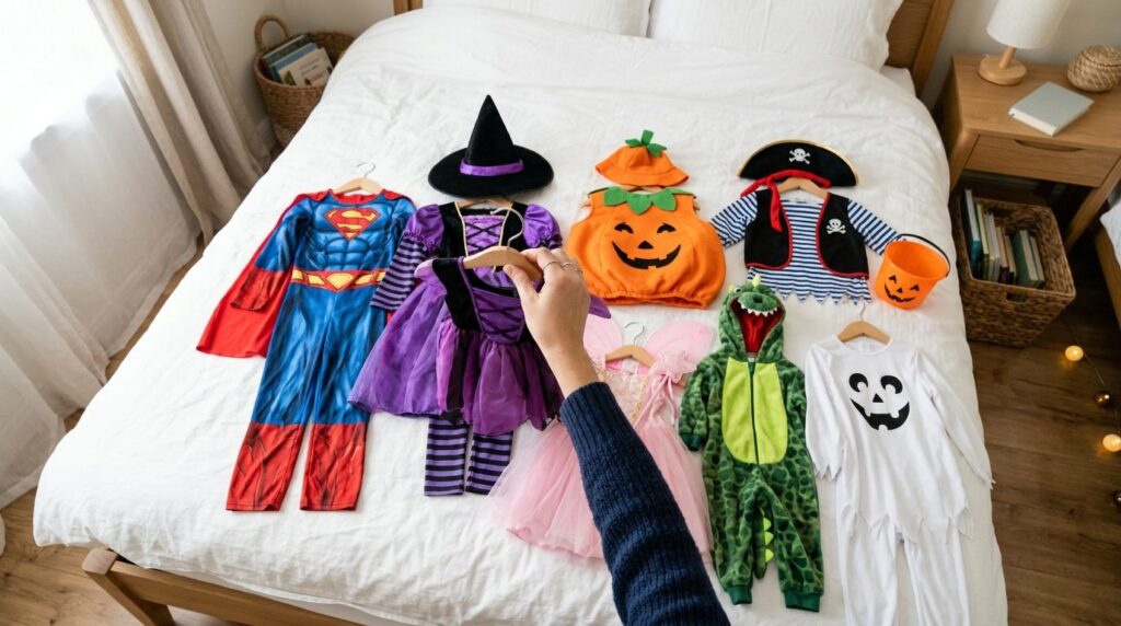 Overhead flat lay composition showing multiple colorful chil
