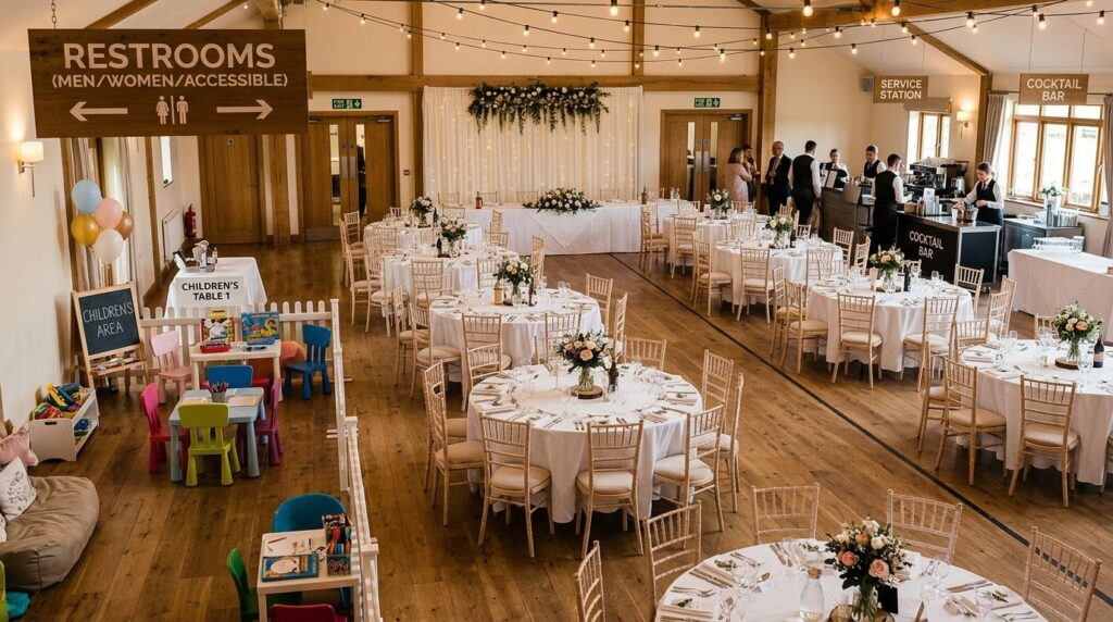 Detailed shot of a wedding venues practical layout showing 