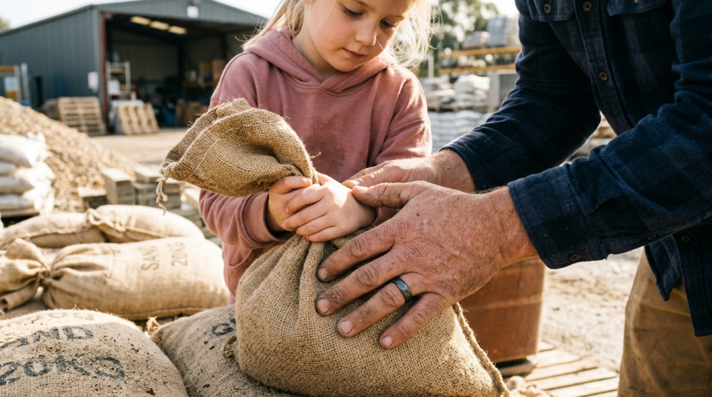 Close-up of a father and young daughters hands together han
